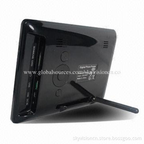 LCD digital photo frame with video/music/photo auto loop play/table standing and wall-mount